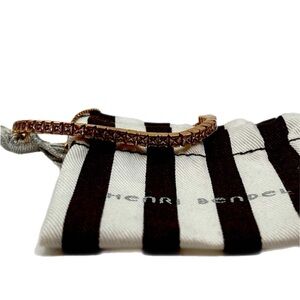 HENRI BENDEL Gold Tone with Pink Stones Adjustable Bracelet w Dust Bag | GUC